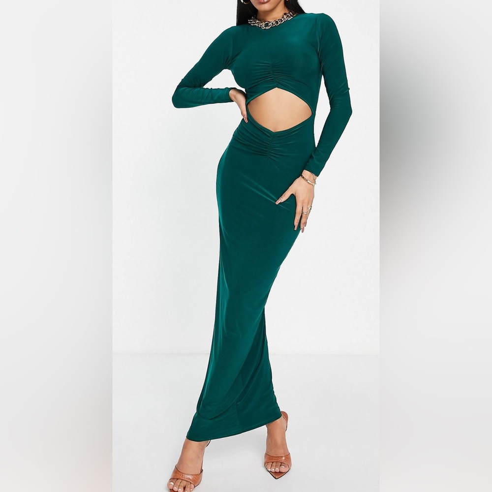 Emerald green elegant maxi dress